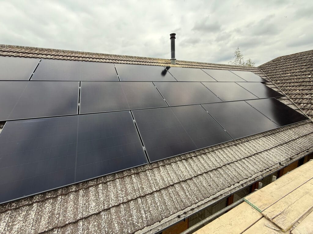 Solar panels installed on a residential rooftop.